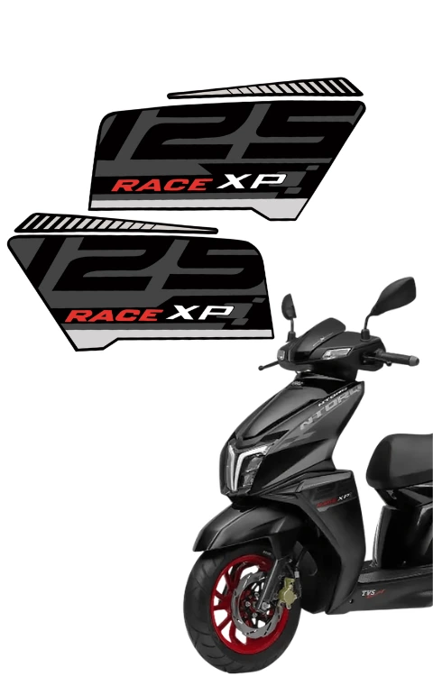 Side Panel Sticker Compatible with Ntorq Race XP 125 | Made in Premium Matte Vinyl with FPF (Fade Protection Film), Precut Sticker, Waterproof, Pack of 1 Compatible with Both Side